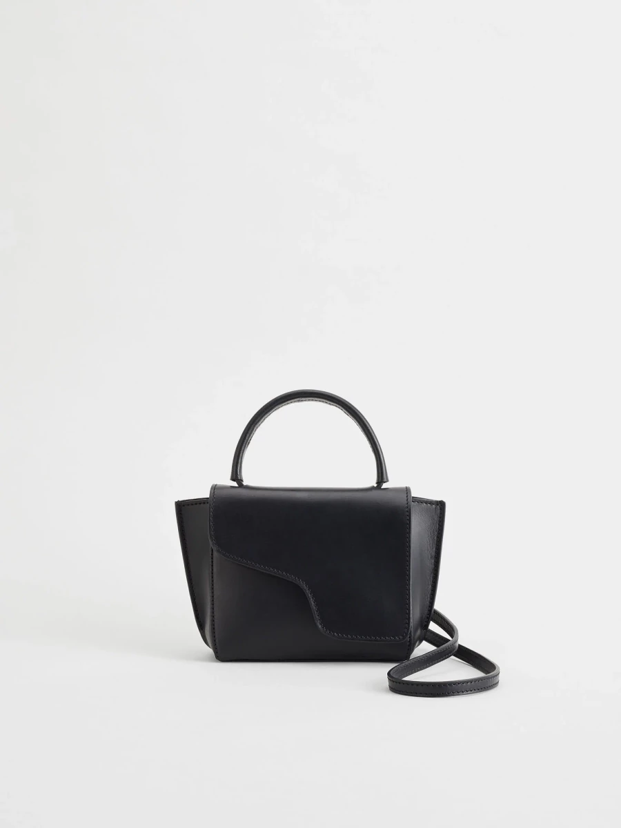 Black ATP Atelier Montalcino leather mini handbag in the official studio photograph
