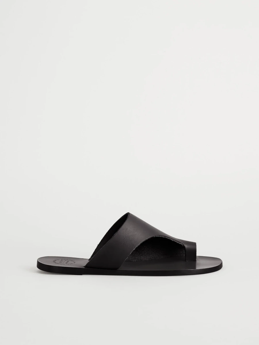 Black ATP Atelier Rosa leather cutout sandals in the official studio photograph