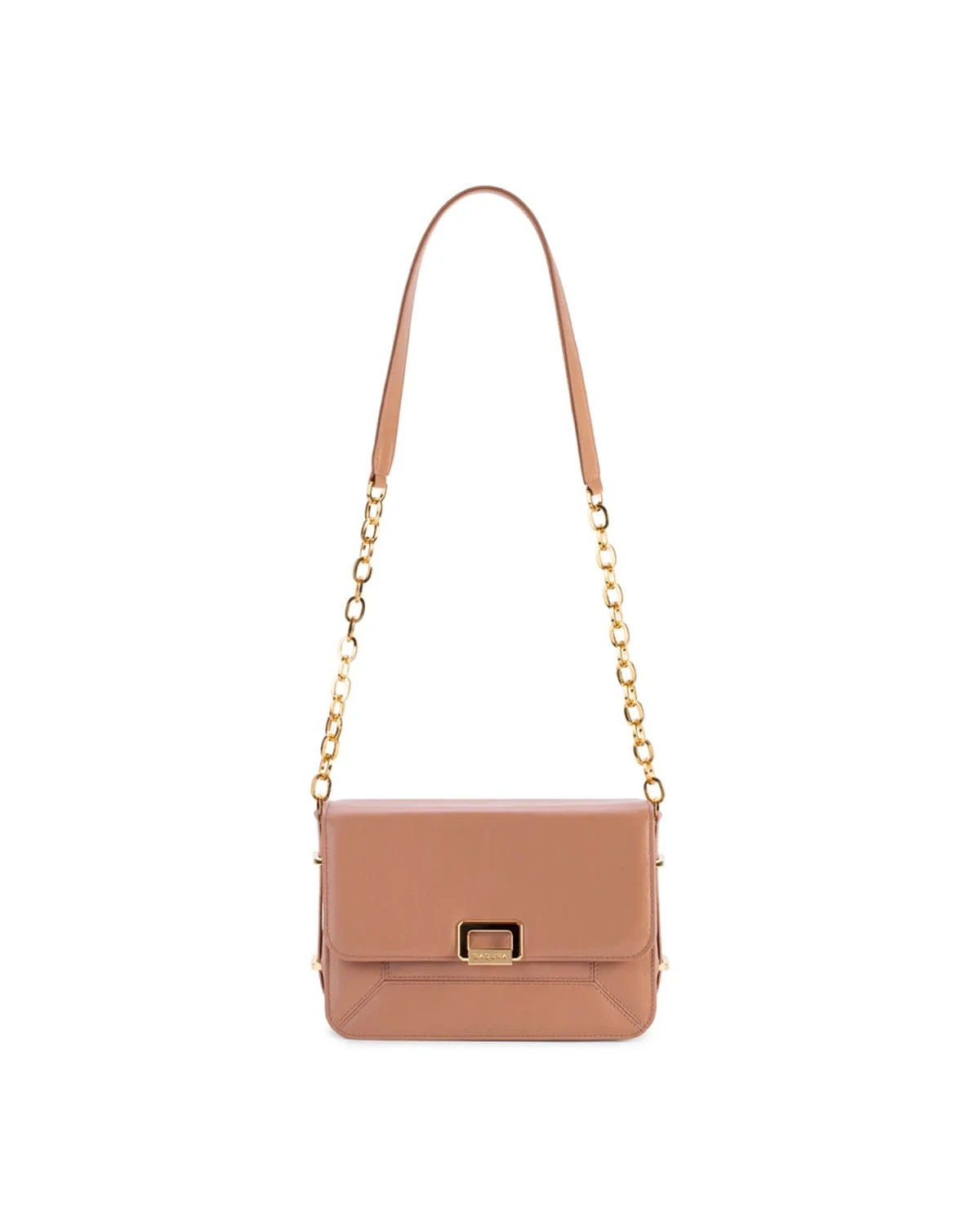 Nude calfskin Badura Candy flap bag with gold chain strap