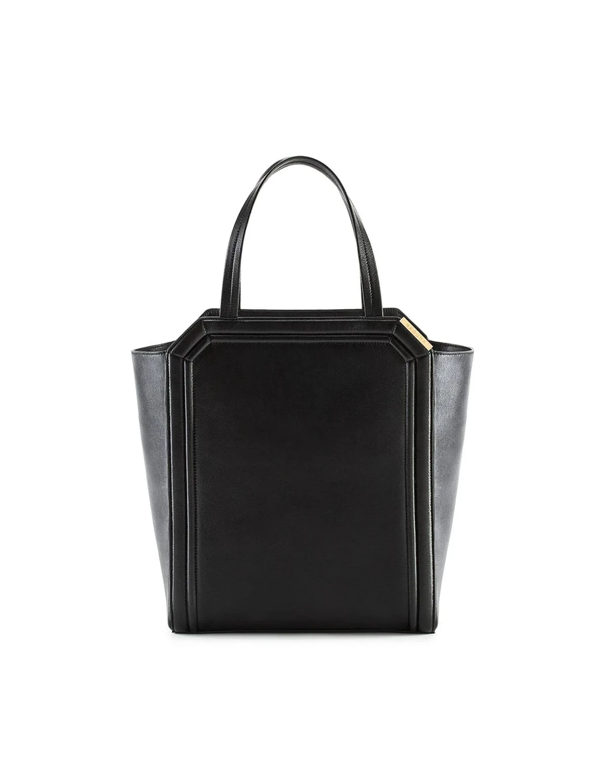Structured black leather Badura Clio tote with long handles