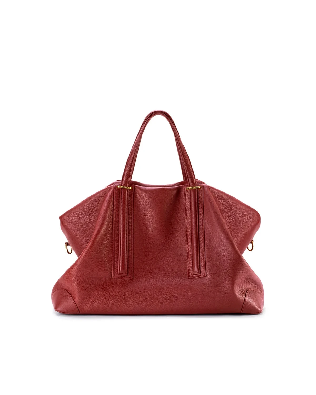 Brick red calfskin Badura Weekender travel bag with twin handles