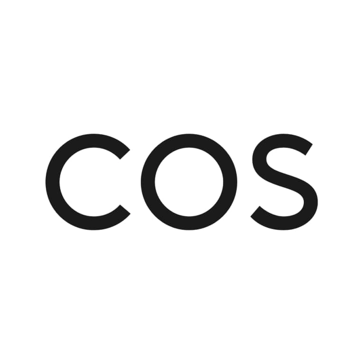 Black COS wordmark centered on an opaque white background