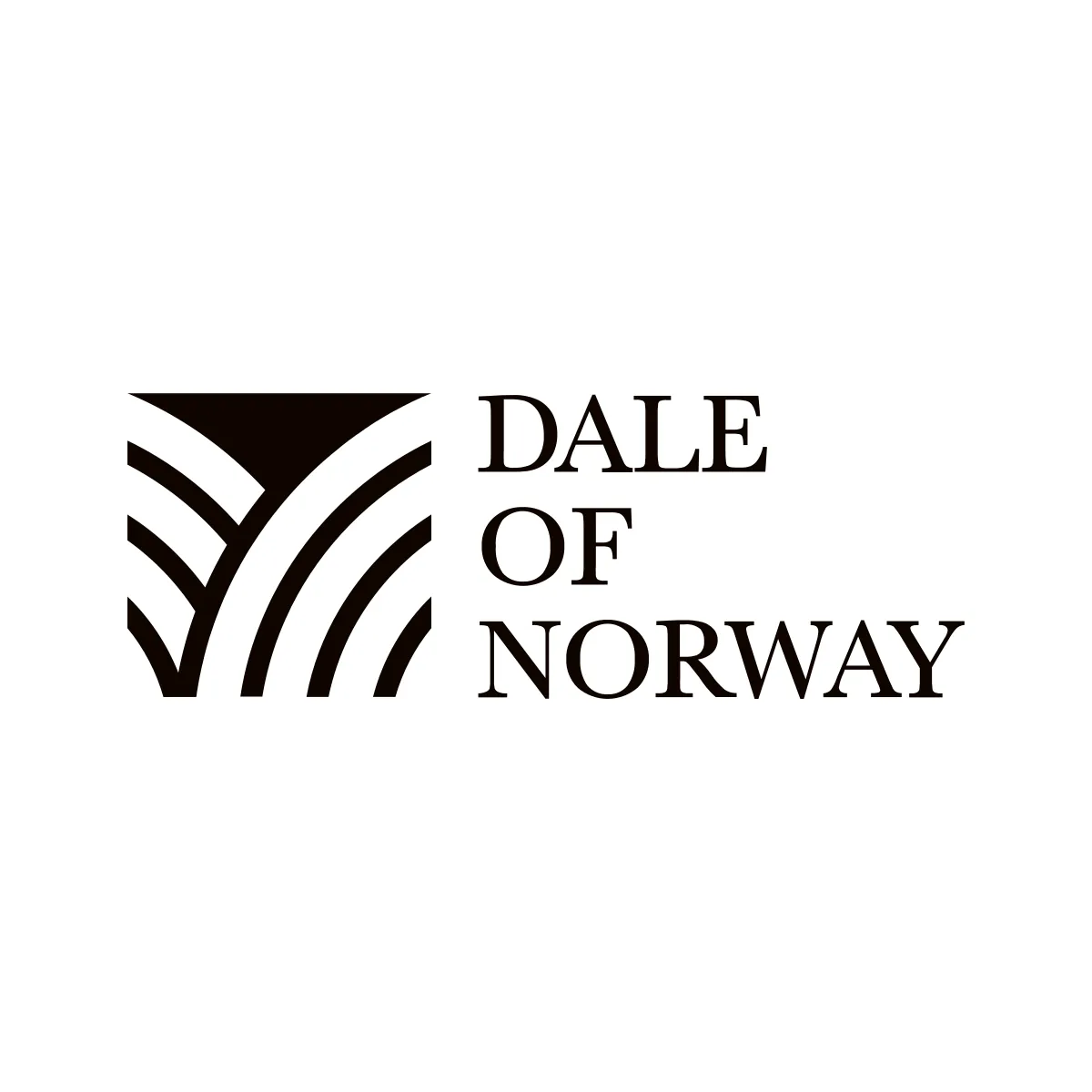 Official Dale of Norway emblem and wordmark in dark brown on white