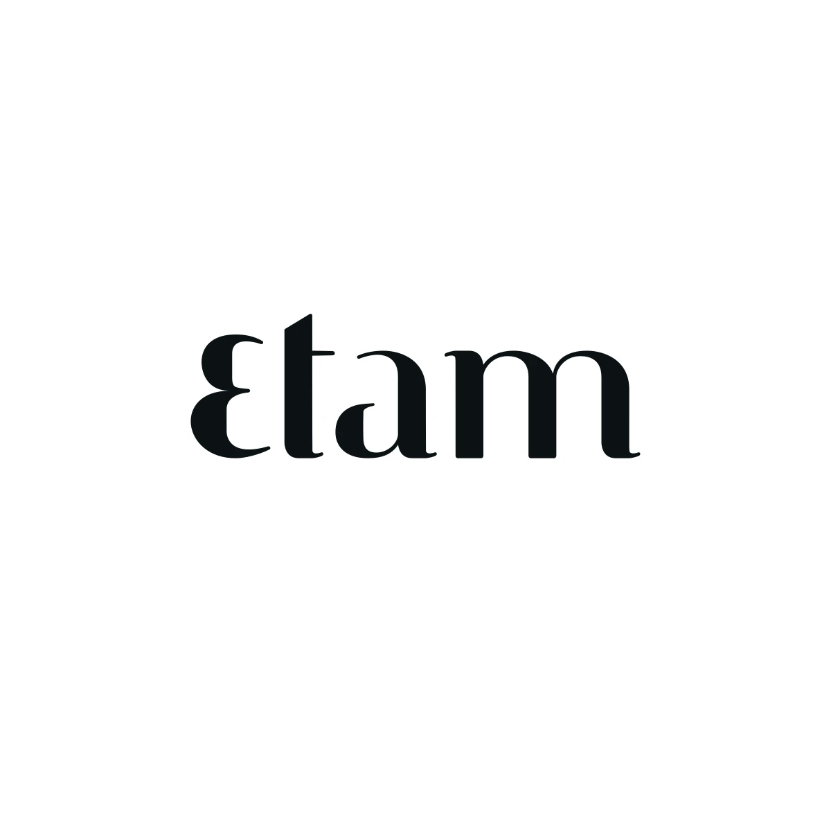 Official black Etam logo centered on opaque white