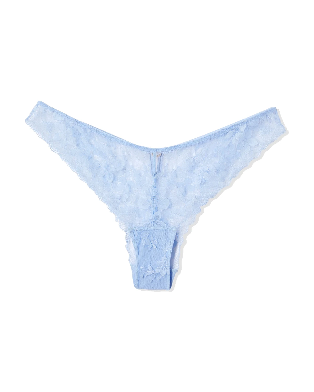 Etam Heritage Tanga with Embroidery, Sky Blue product photo on a white background
