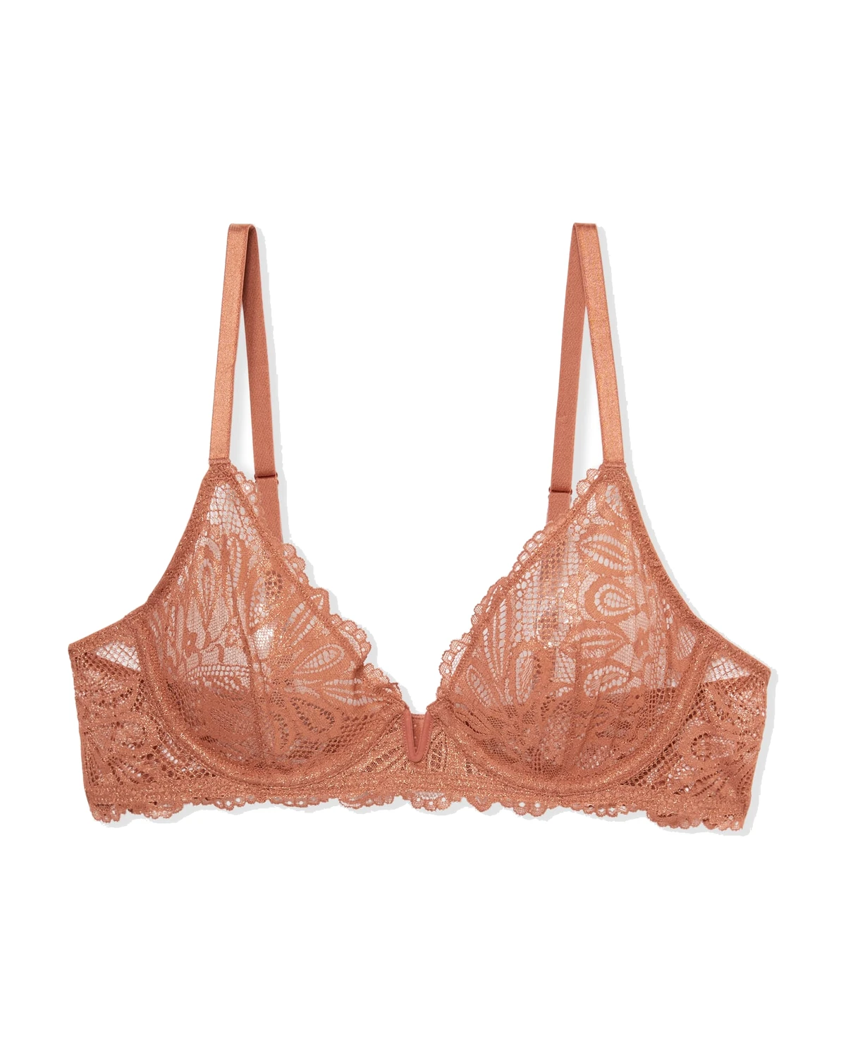 Etam Persienne Lace Balconette Bra, Copper product photo on a white background