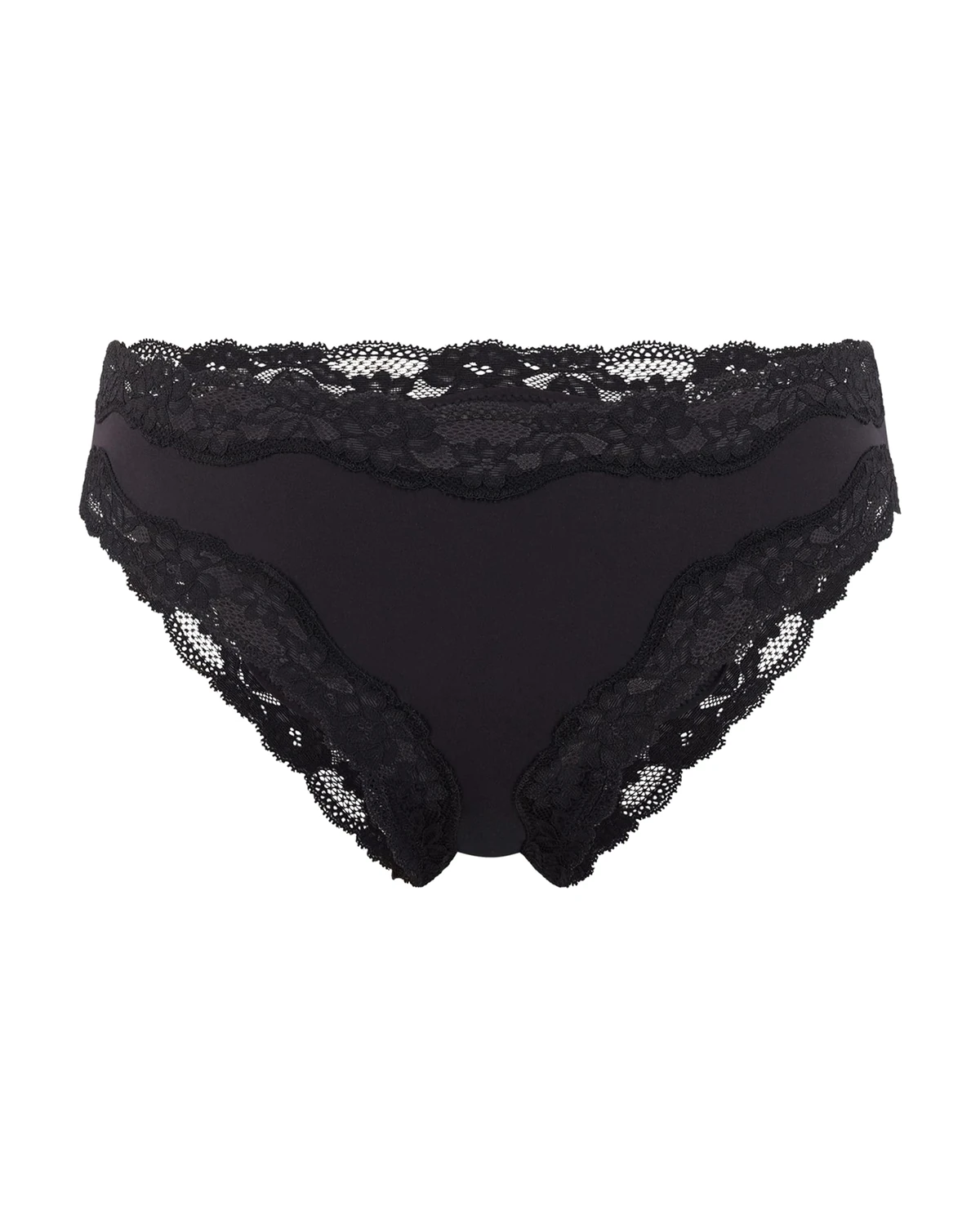 Etam Pure Soft Lace Brief, Black product photo on a white background