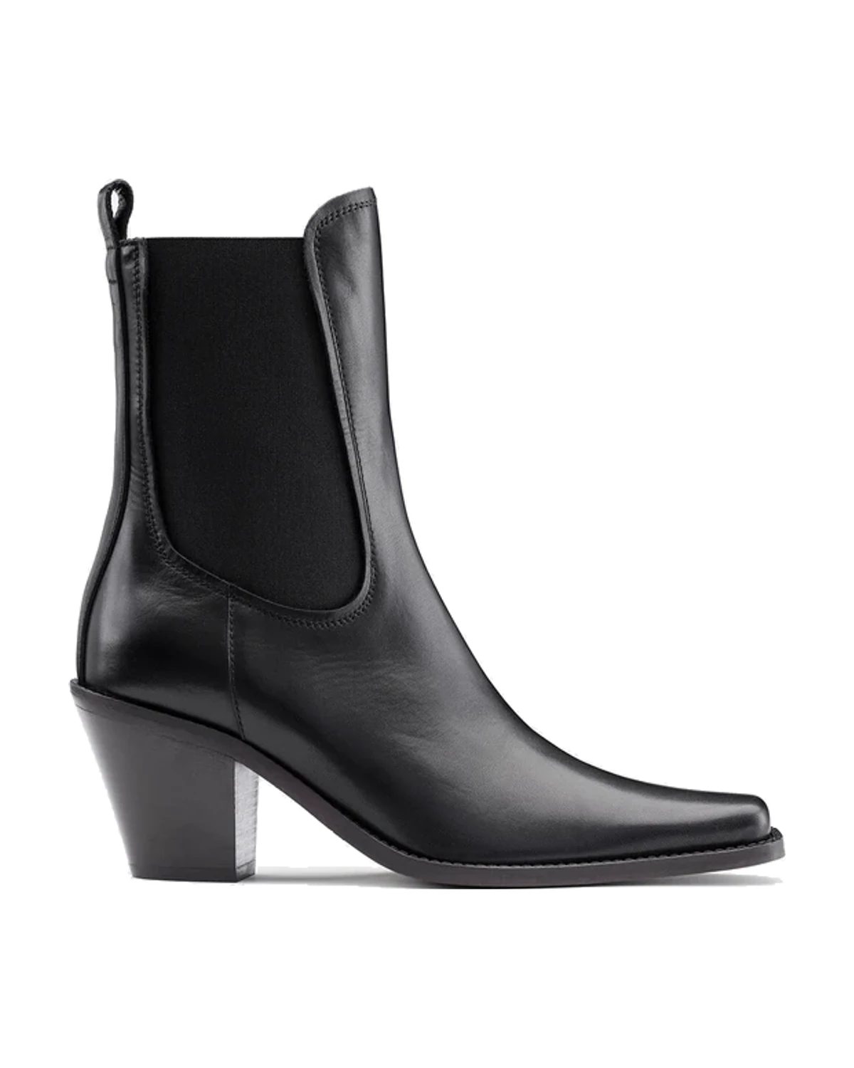 Black Filippa K cowboy ankle leather boots in the official product photograph