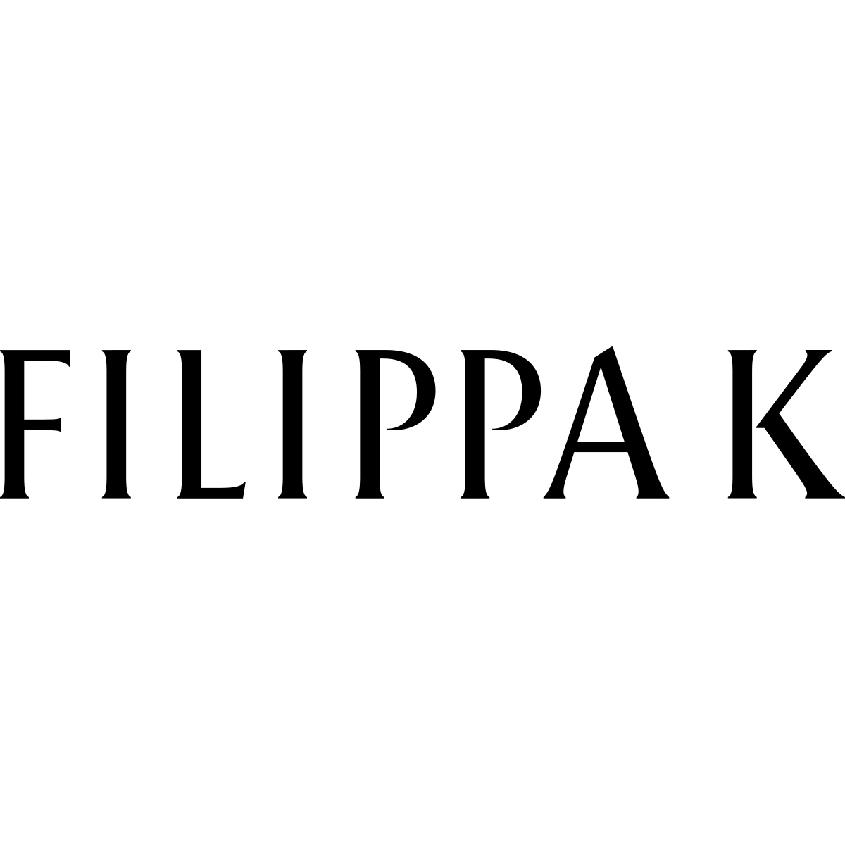 Official black FILIPPA K wordmark on an opaque white background
