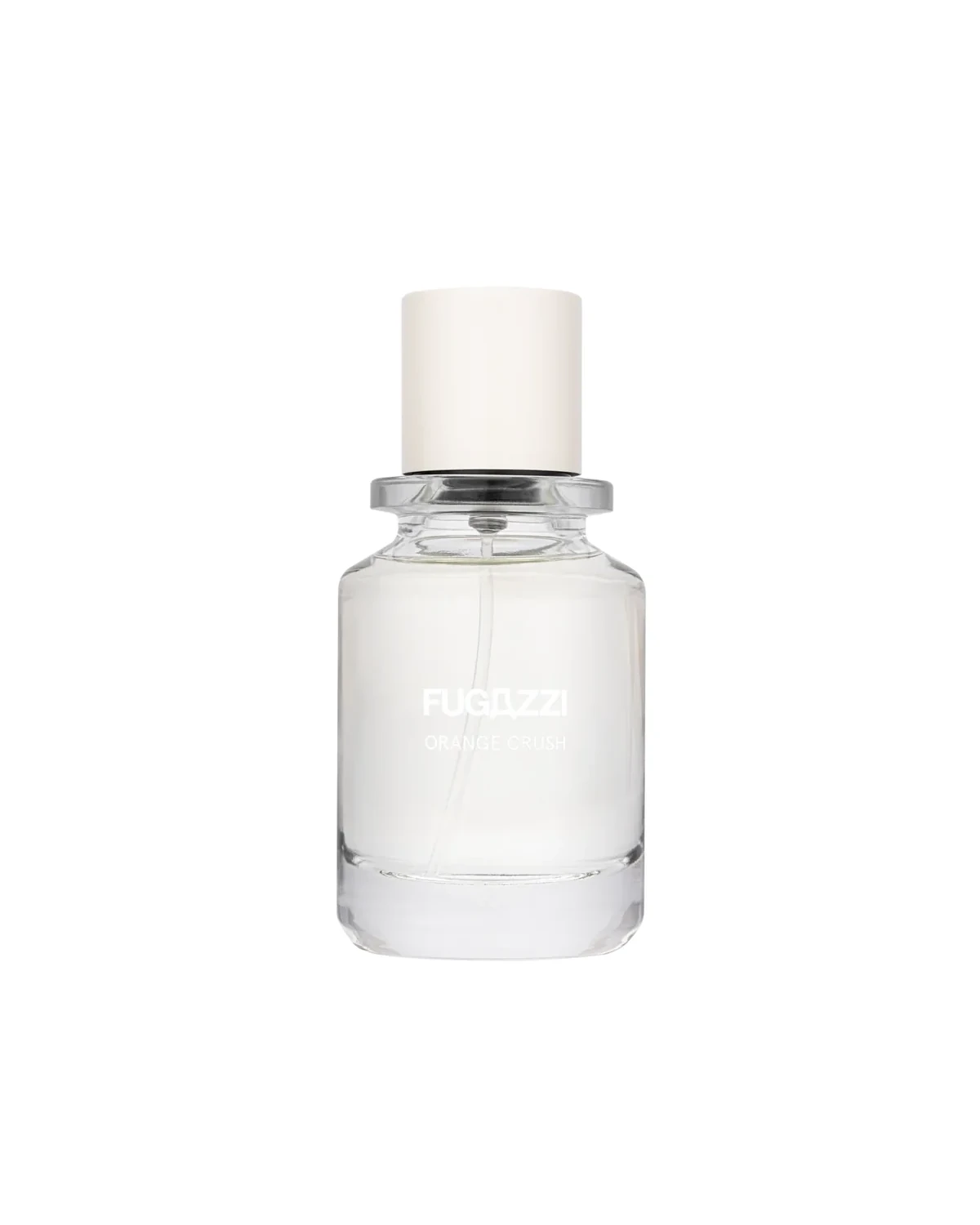 Clear FUGAZZI Orange Crush perfume bottle with white cap