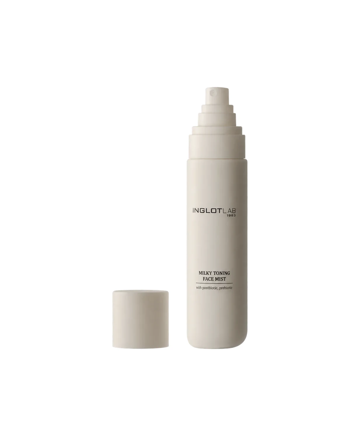INGLOT LAB Milky Toning Face Mist white spray bottle beside its cap