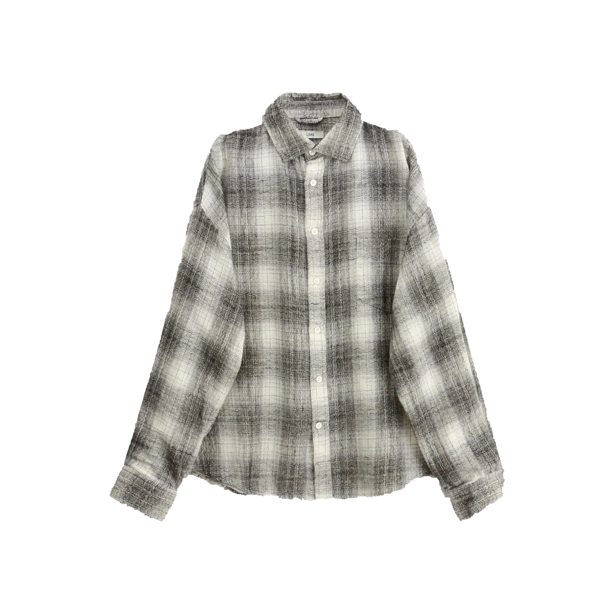 Livid Tim Black Check Bonded cotton-linen overshirt with a pale and dark check, dropped shoulders and pearl buttons