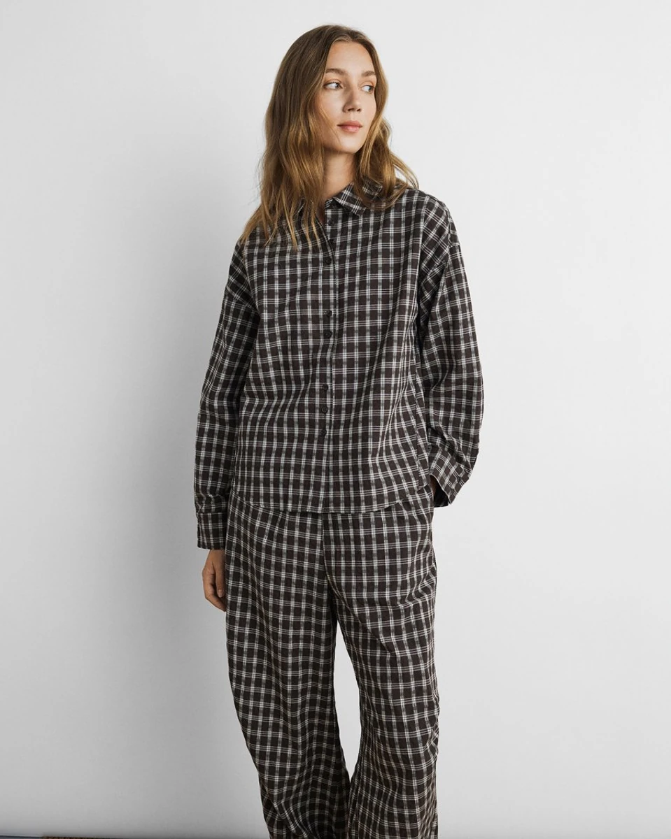 Checked MSCH Copenhagen Carola shirt worn by a model