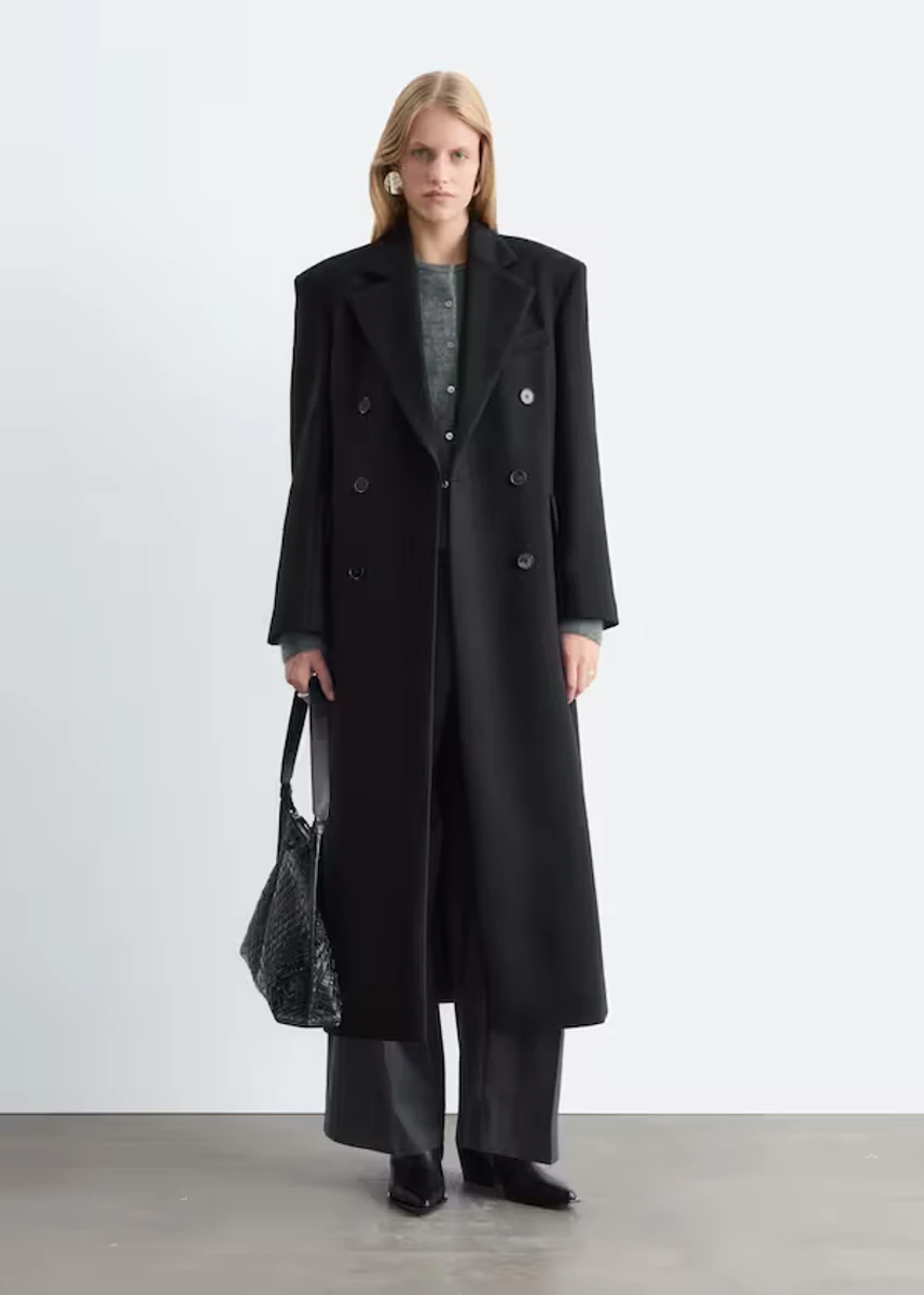 Long black wool coat in the official & Other Stories product photograph