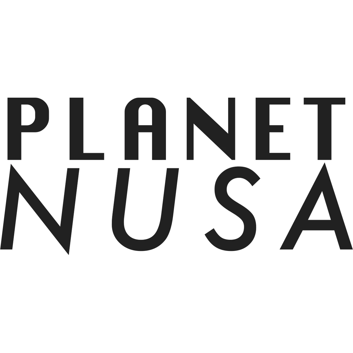 Official black stacked PLANET NUSA wordmark on an opaque white background