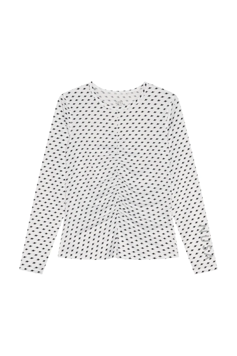 White Planet Nusa LS2 Air long-sleeve training top with black pattern on opaque white