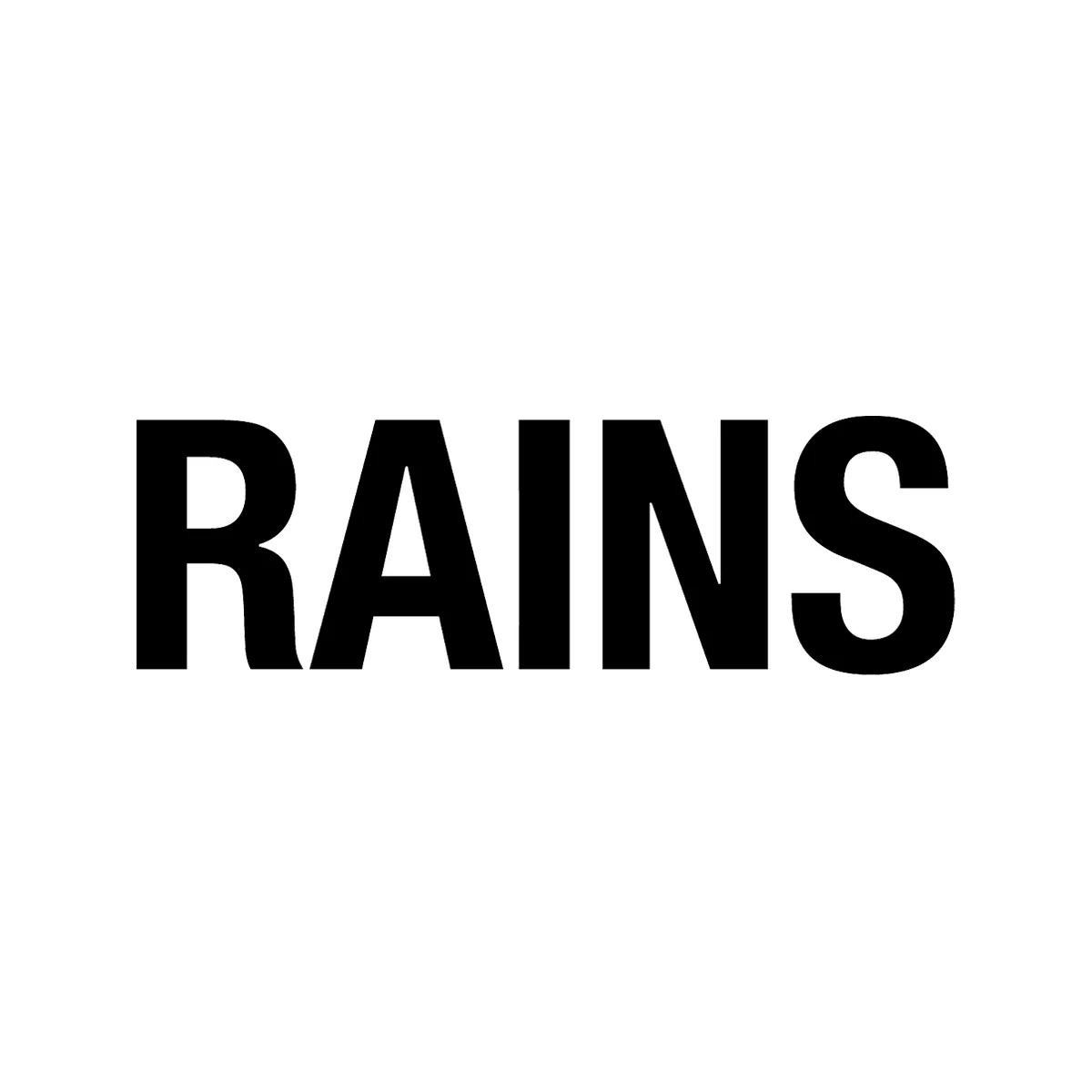 Official Rains black wordmark centred on white