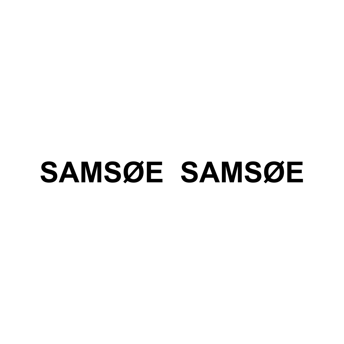 Black Samsøe Samsøe wordmark centered on an opaque white background