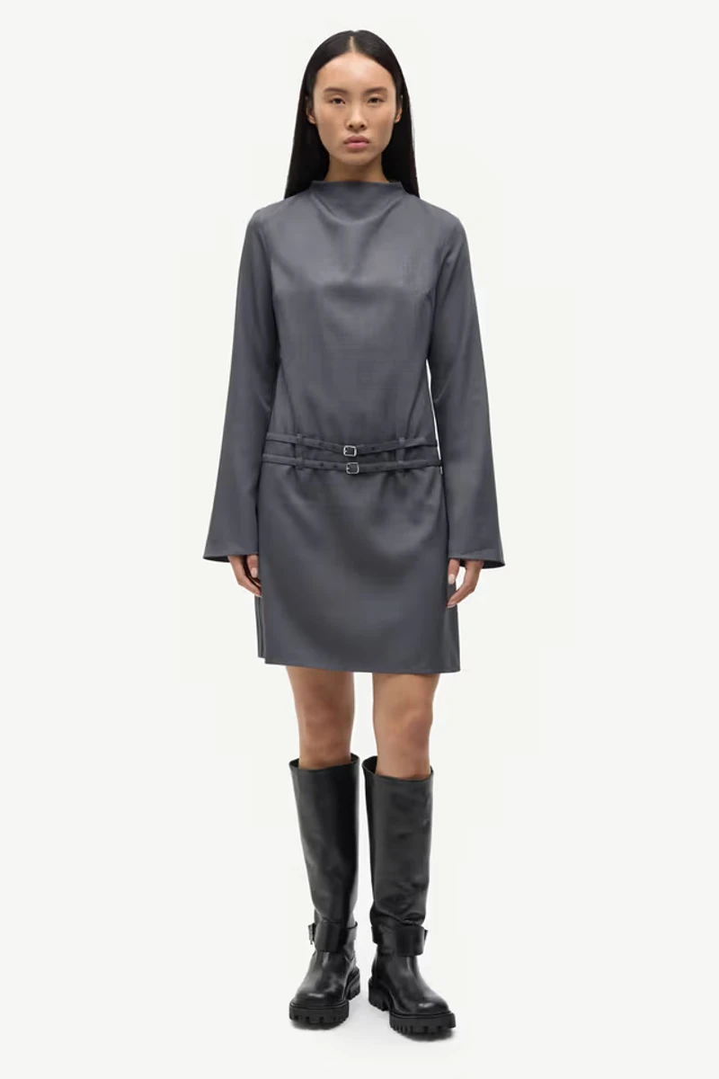 Dark grey mélange Samsøe Samsøe Sarummy dress worn by a model