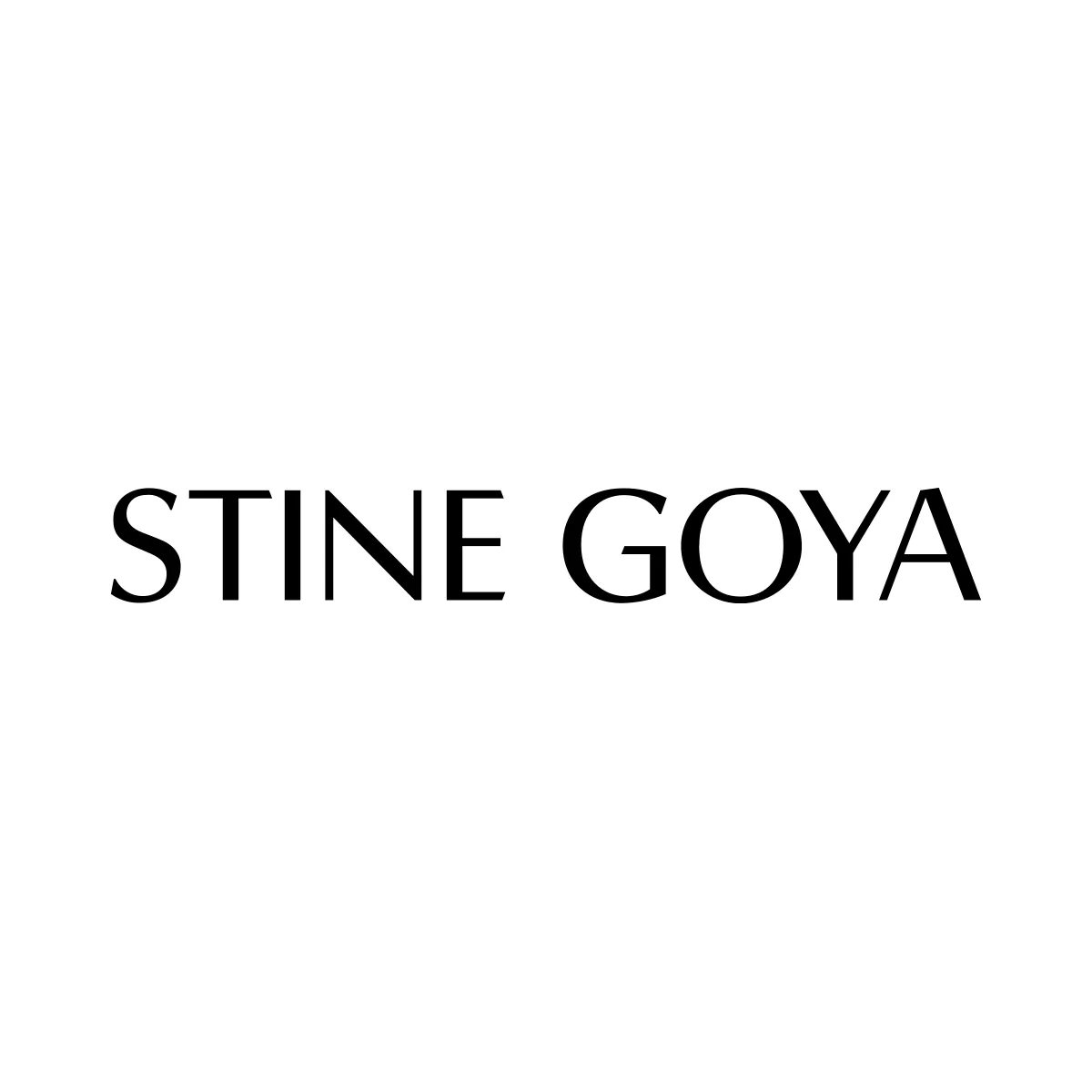 Official black STINE GOYA wordmark centred on a white background