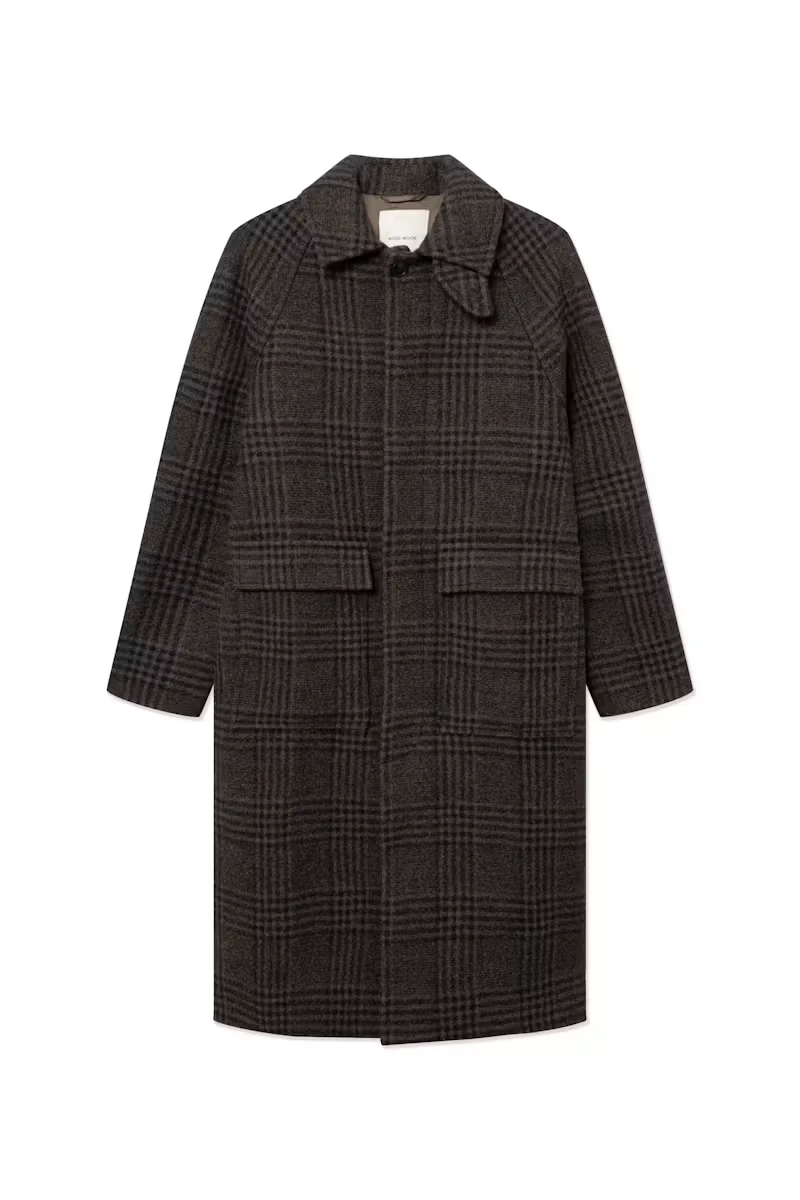 Wood Wood WWZiggy checked coat in the official product photograph