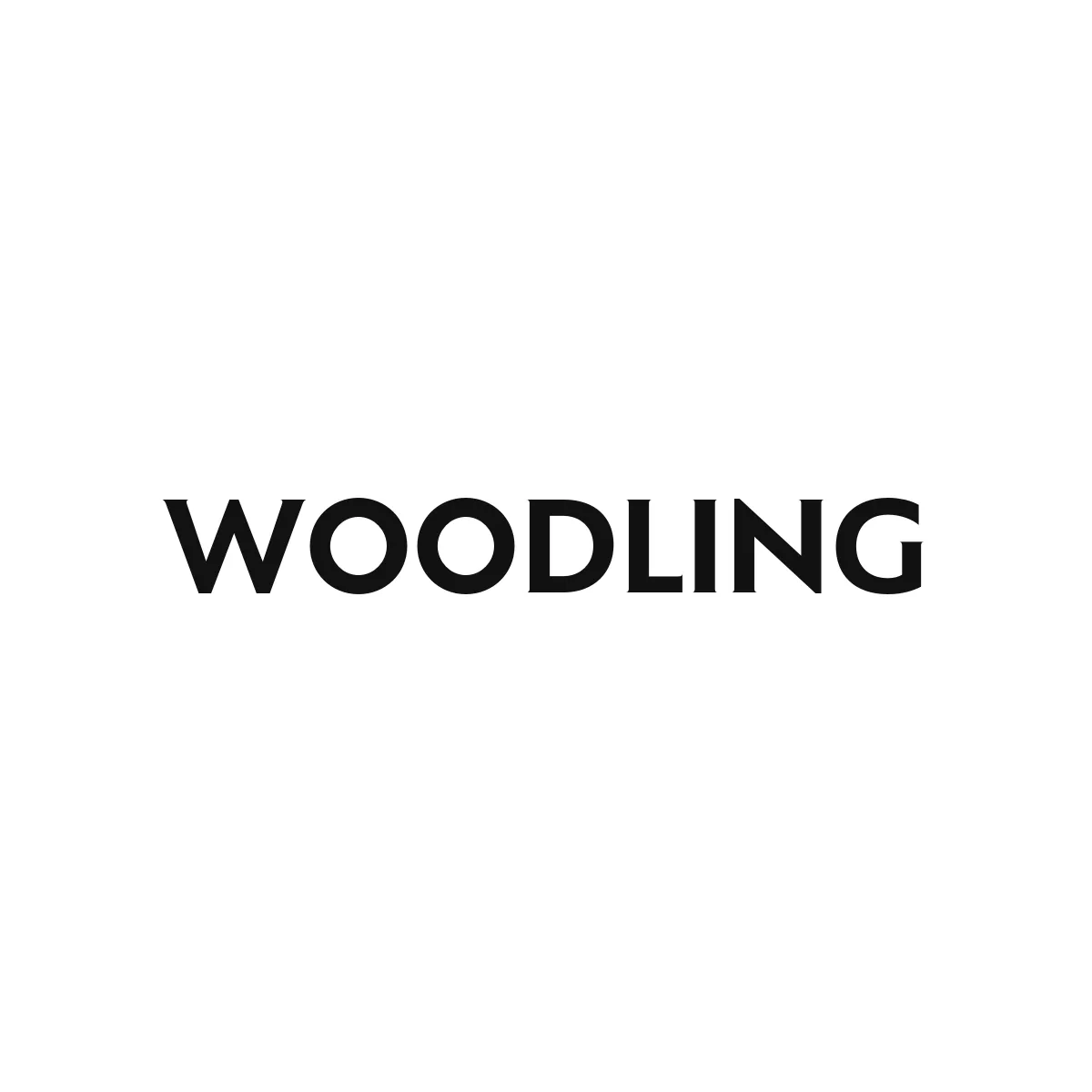 Official WOODLING website wordmark in black, centred on an opaque white background